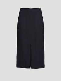 Satin Front-Split Midi Skirt