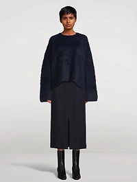 Satin Front-Split Midi Skirt
