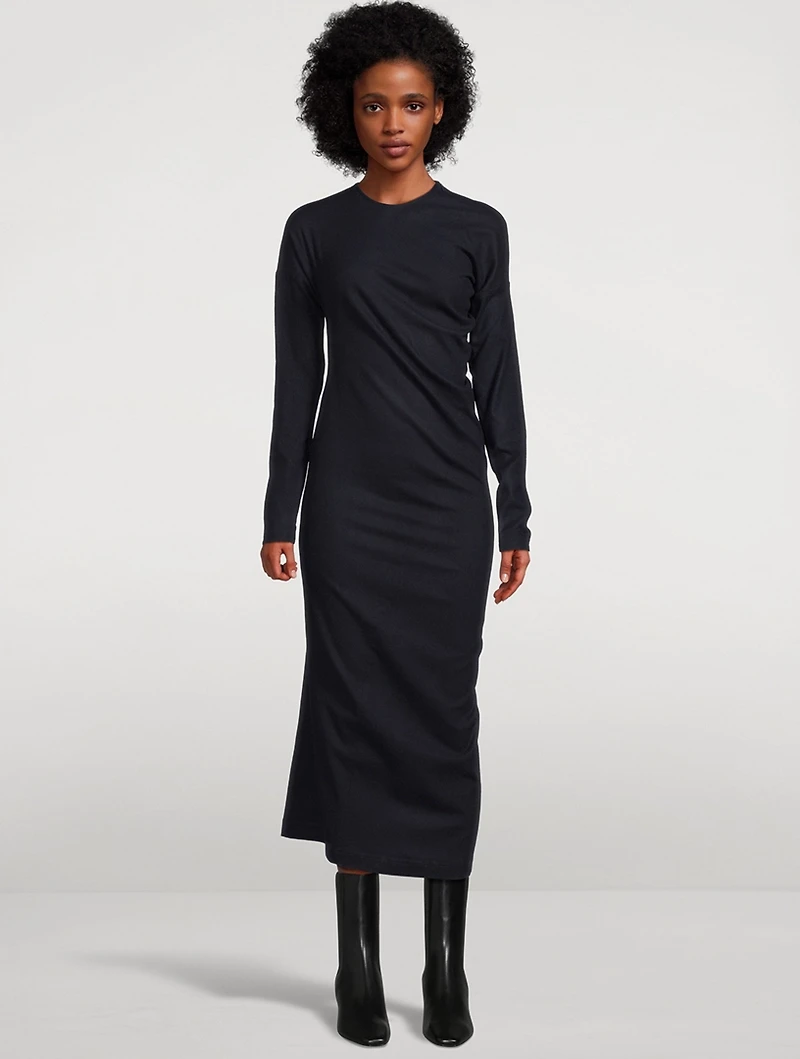 Twisted Flannel Midi Dress