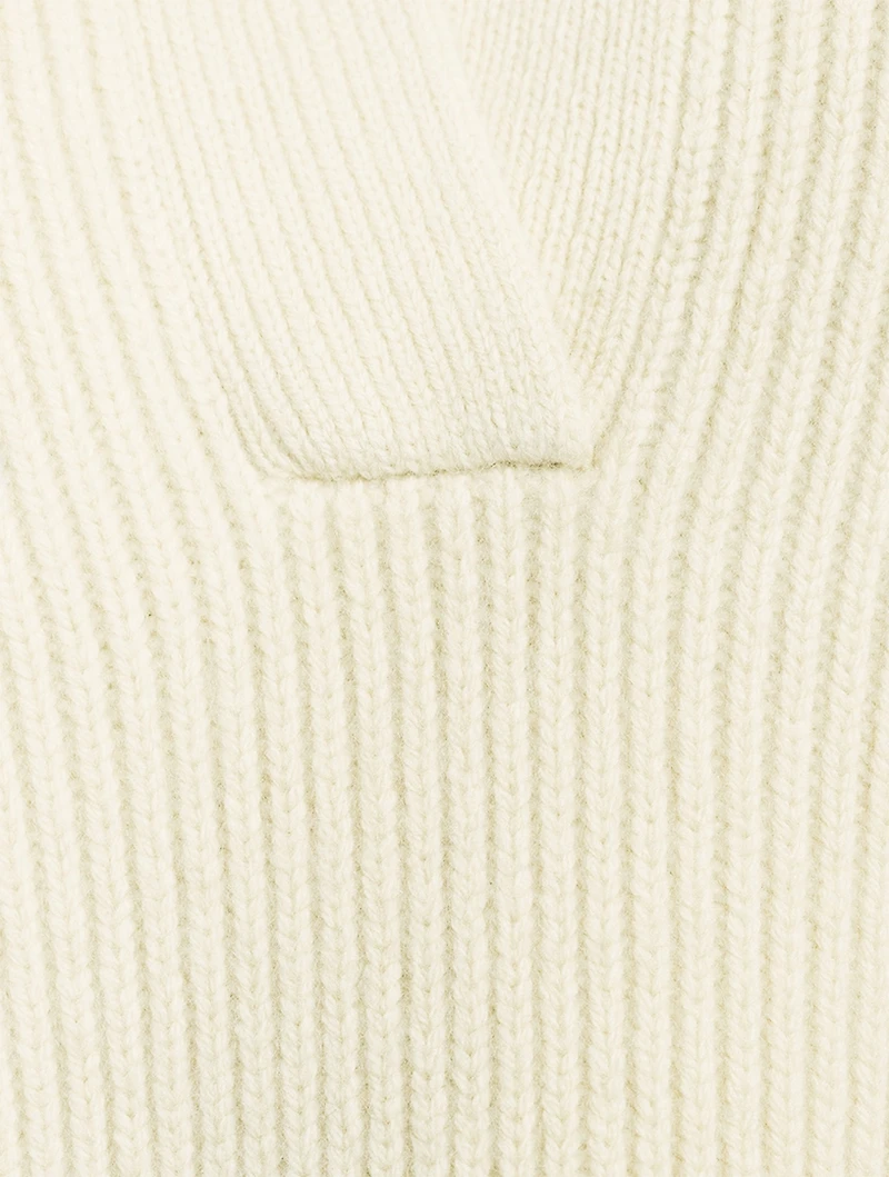 Ribbed Wool Cashmere Polo Sweater
