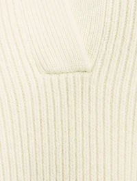Ribbed Wool Cashmere Polo Sweater