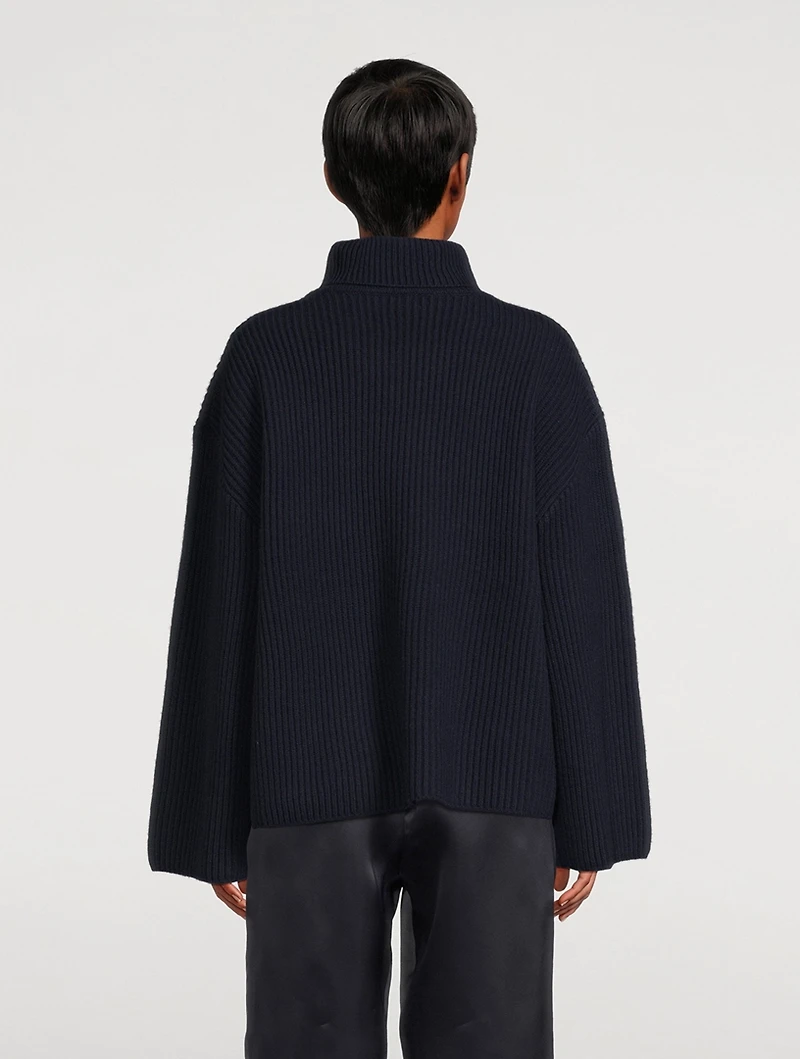 Wrapped-Neck Wool Sweater