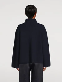 Wrapped-Neck Wool Sweater