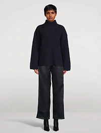 Wrapped-Neck Wool Sweater