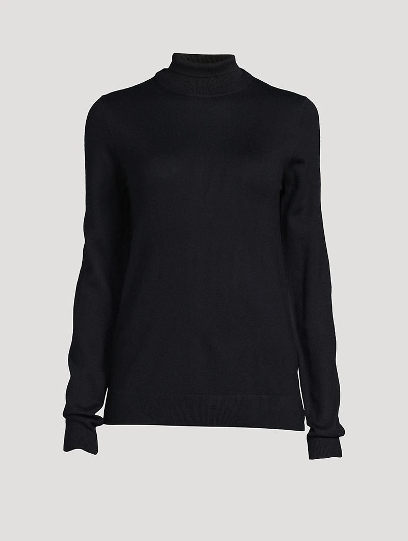 Two-Tone Wool And Silk Turtleneck