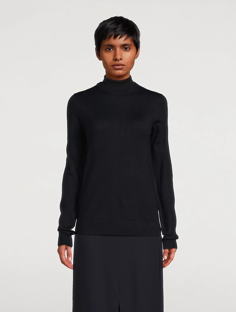 Two-Tone Wool And Silk Turtleneck