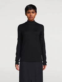 Two-Tone Wool And Silk Turtleneck