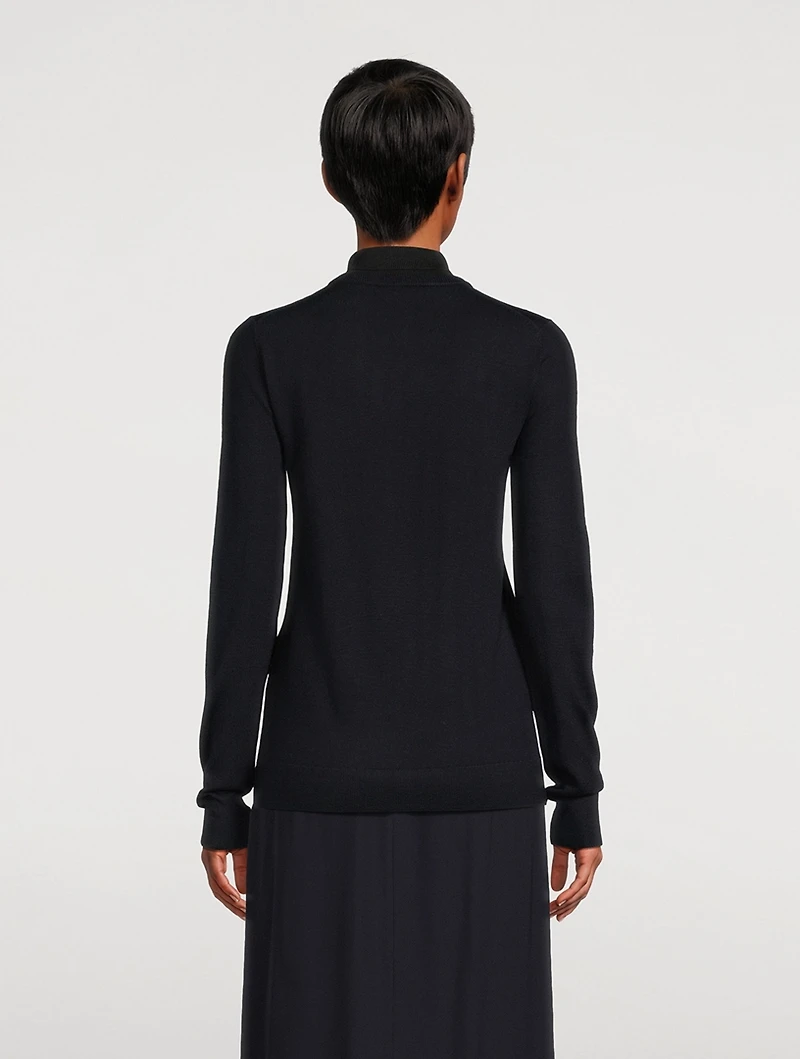 Two-Tone Wool And Silk Turtleneck