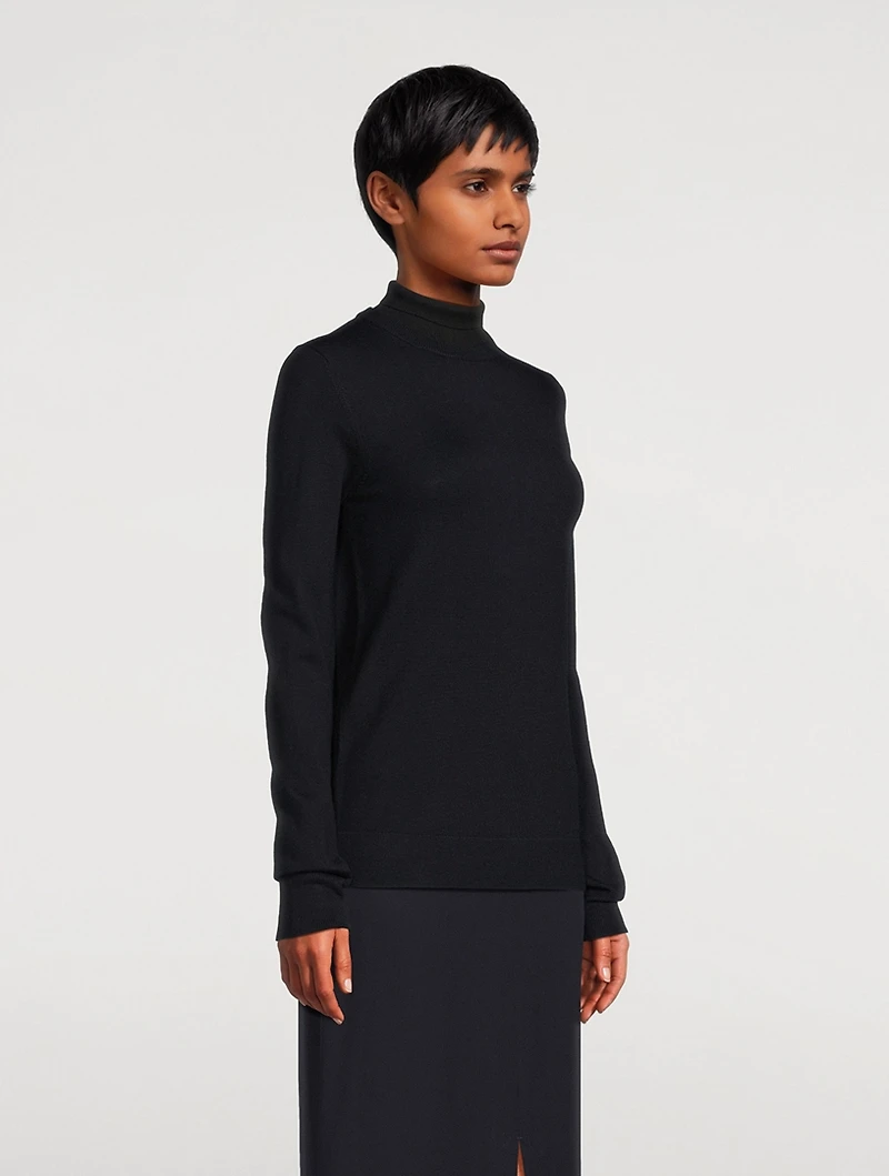 Two-Tone Wool And Silk Turtleneck