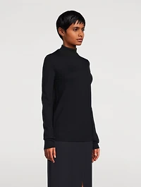 Two-Tone Wool And Silk Turtleneck