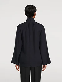 High-Neck Crepe Blouse