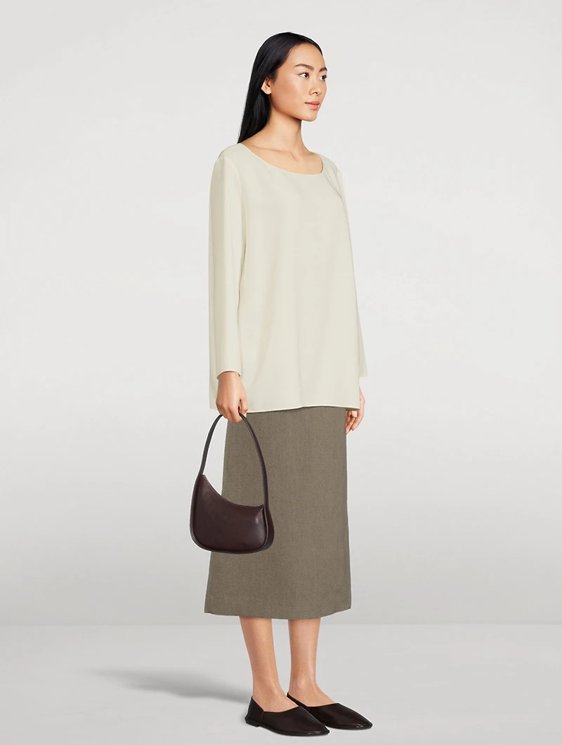 Half Moon Leather Shoulder Bag