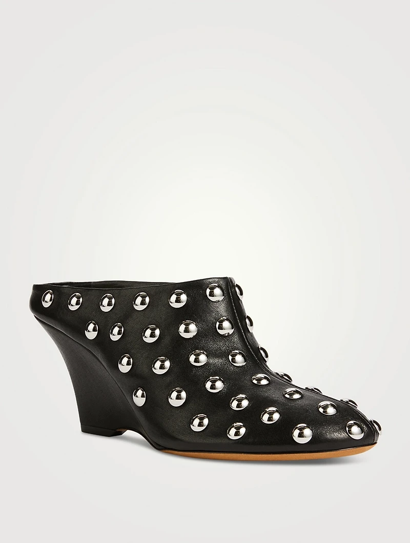 The Apollo Studded Leather Wedge Mules