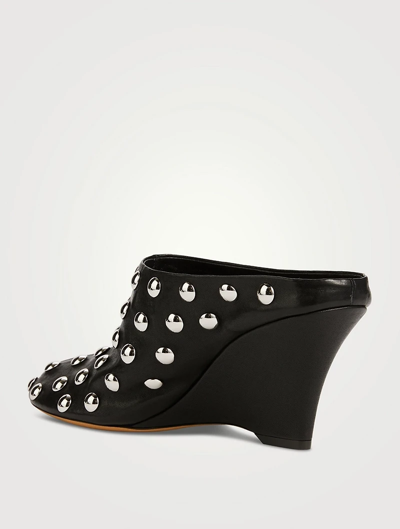 The Apollo Studded Leather Wedge Mules