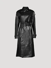 Adriana Belted Leather Trench Coat