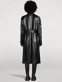 Adriana Belted Leather Trench Coat