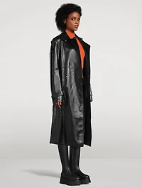 Adriana Belted Leather Trench Coat