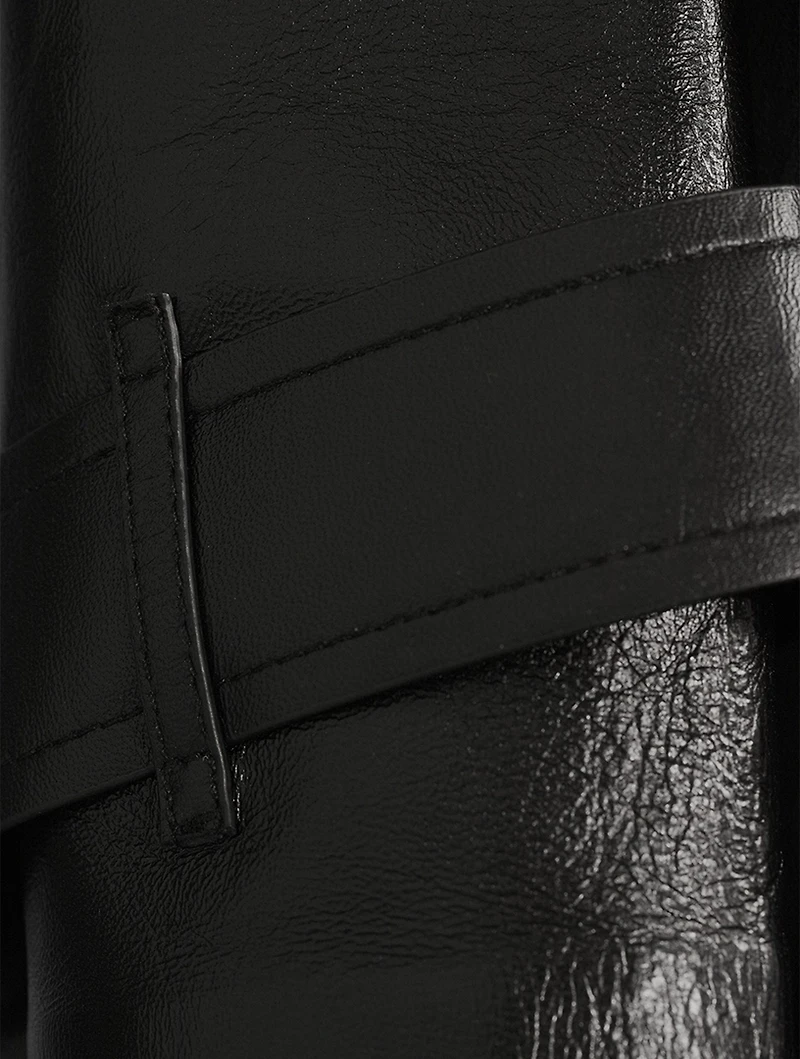Adriana Belted Leather Trench Coat