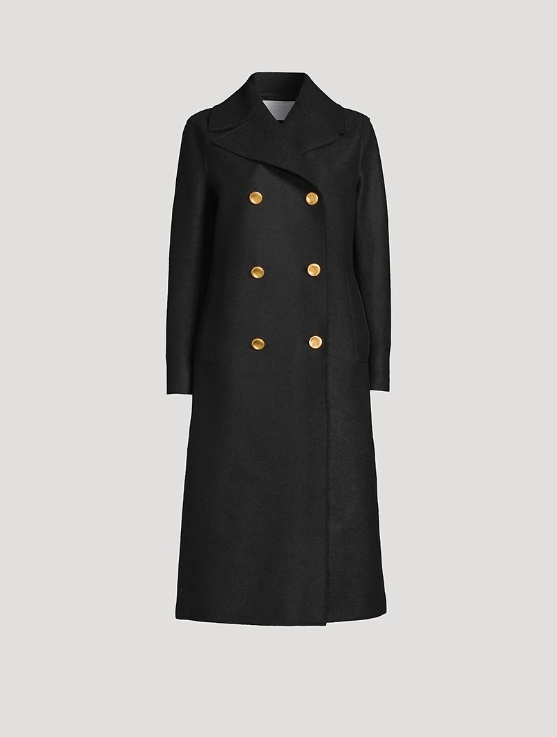 Double-Breasted Pressed Wool Coat