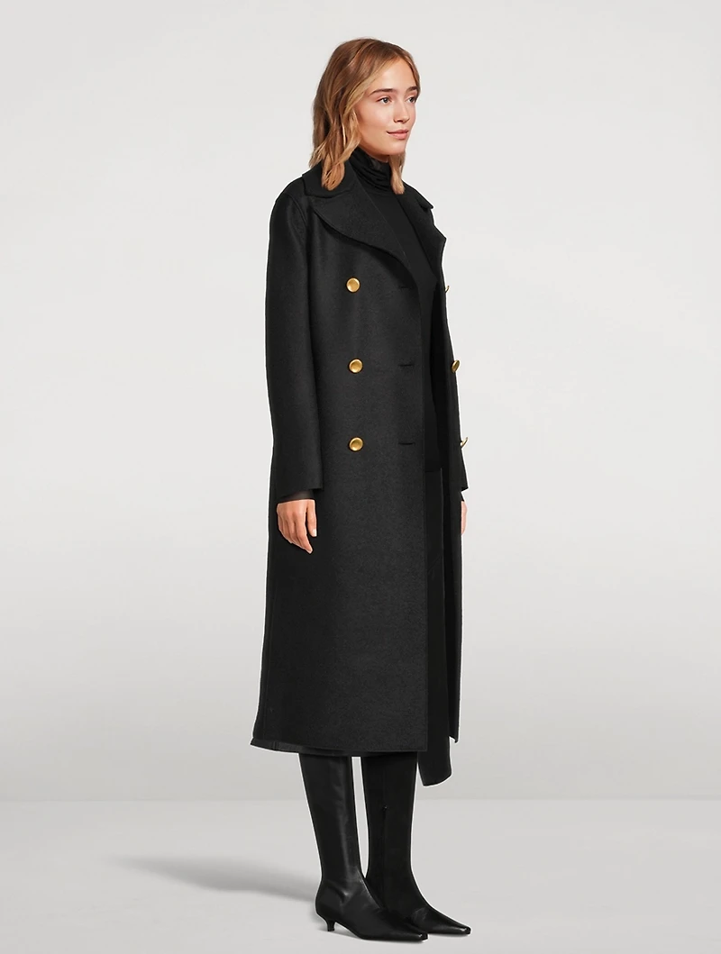 Double-Breasted Pressed Wool Coat