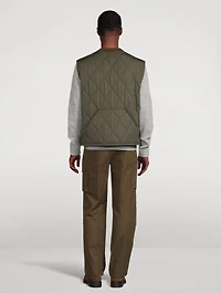 Suede-Trim Quilted Vest