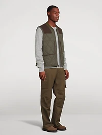 Suede-Trim Quilted Vest