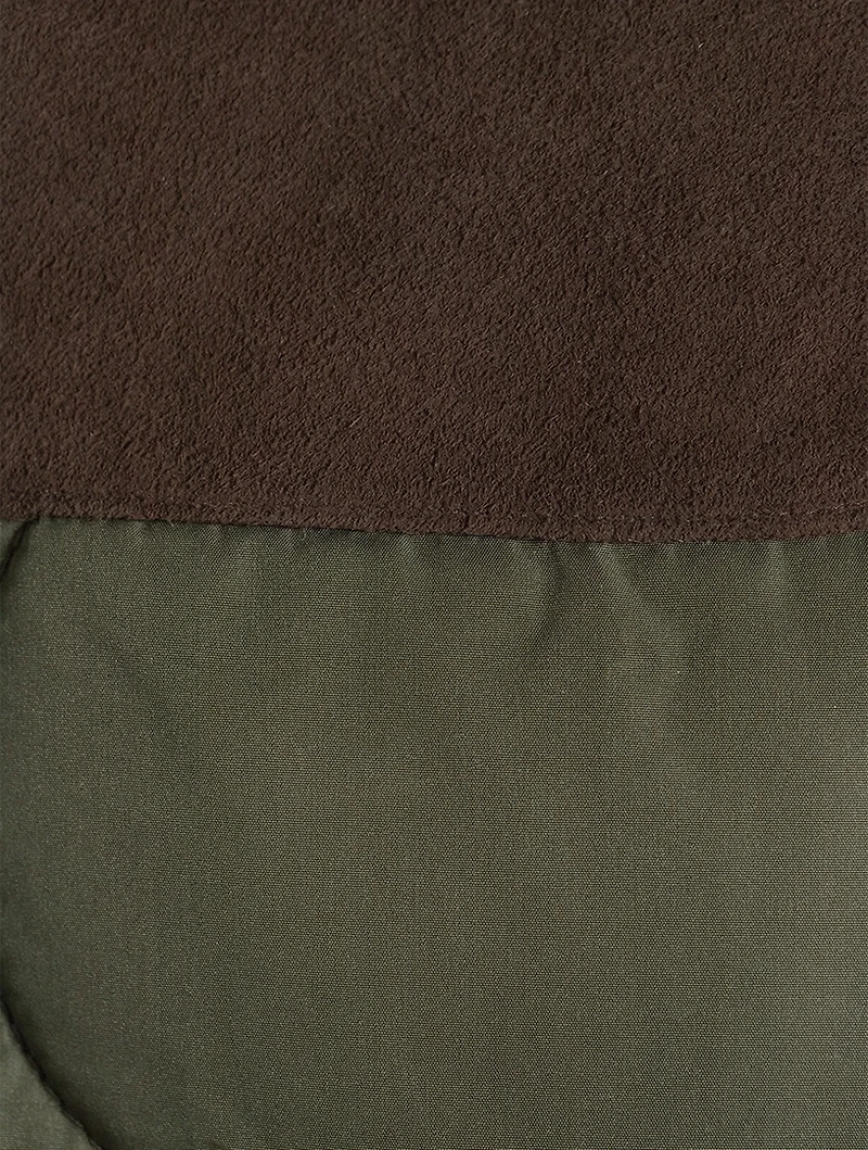 Suede-Trim Quilted Vest