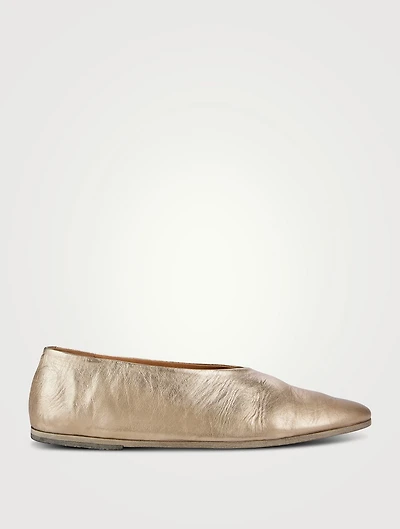 Coltellaccio Metallic Leather Ballerina Flats
