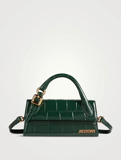 Le Chiquito Long Boucle Croc-Embossed Leather Bag