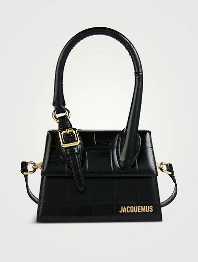 Le Chiquito Moyen Boucle Croc-Embossed Leather Bag