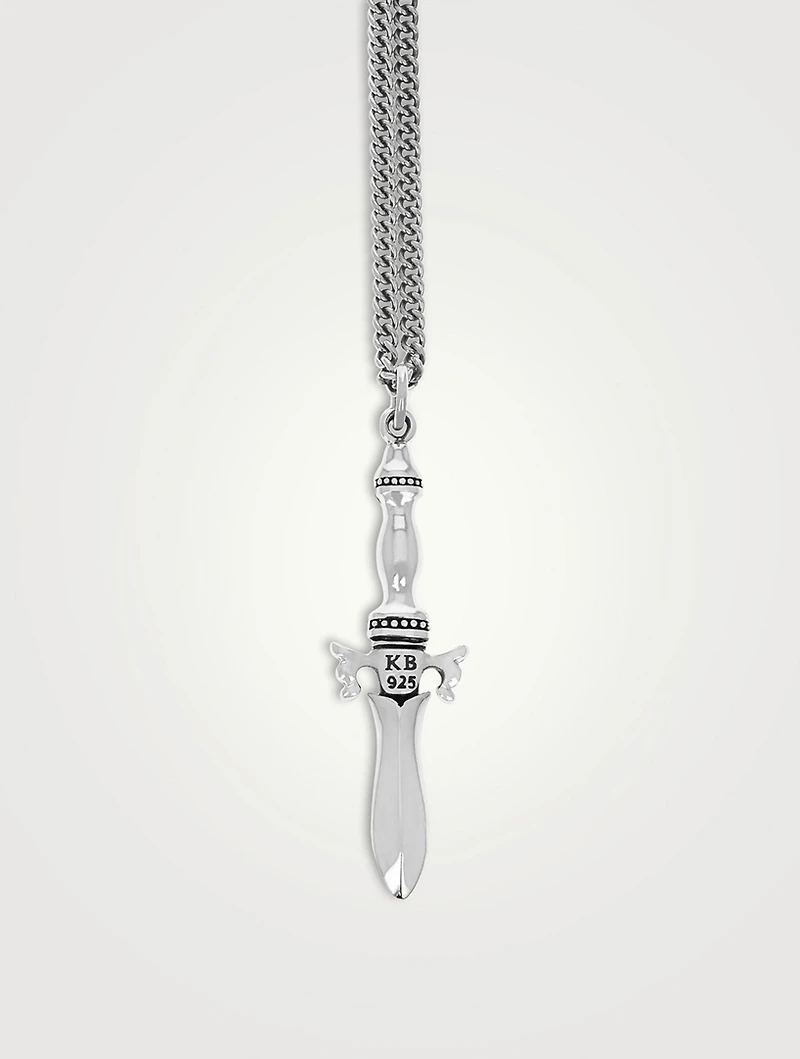 Silver Dagger Pendant Necklace