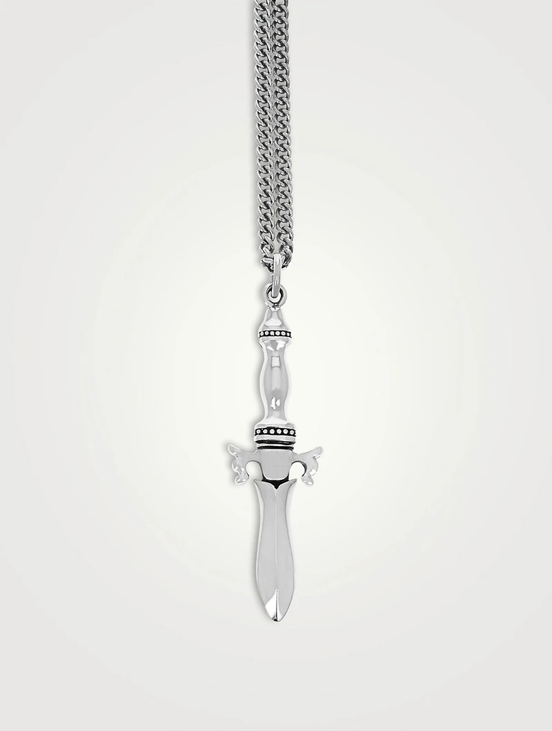 Silver Dagger Pendant Necklace