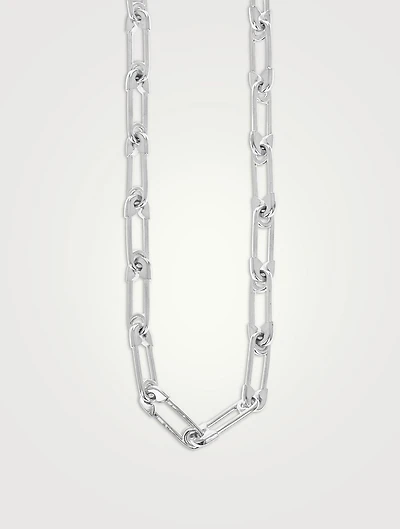 Silver Safety Pink Link Necklace