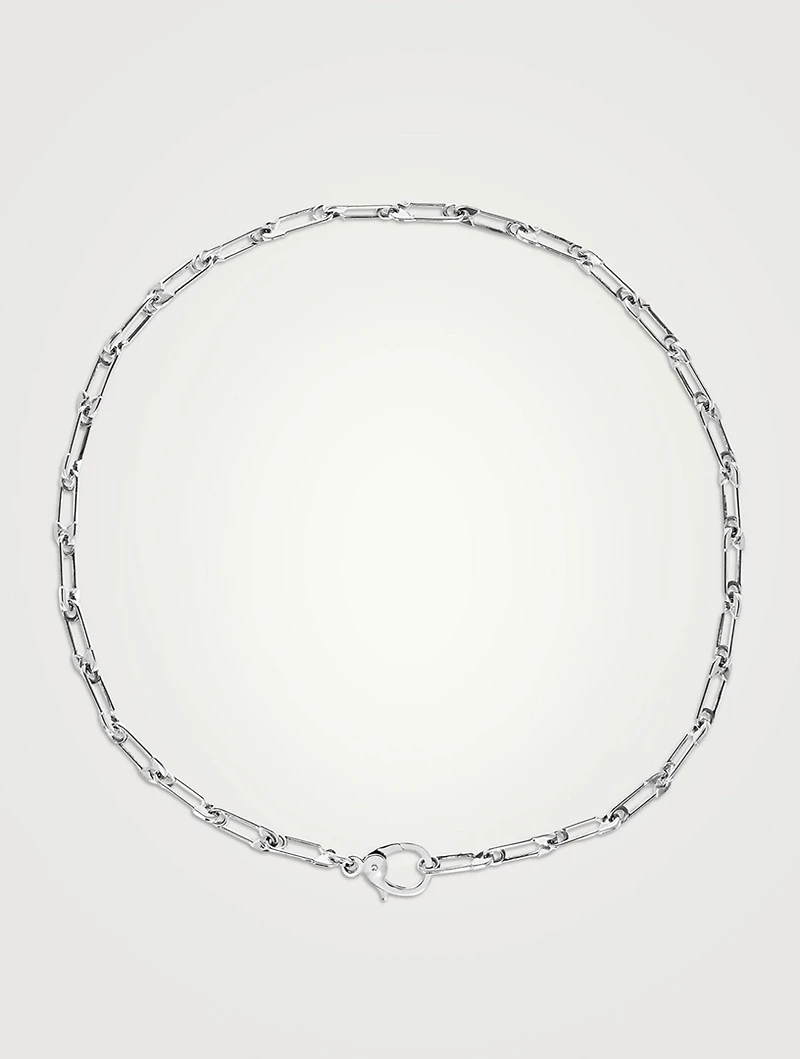 Silver Safety Pink Link Necklace