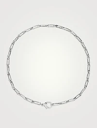 Silver Safety Pink Link Necklace