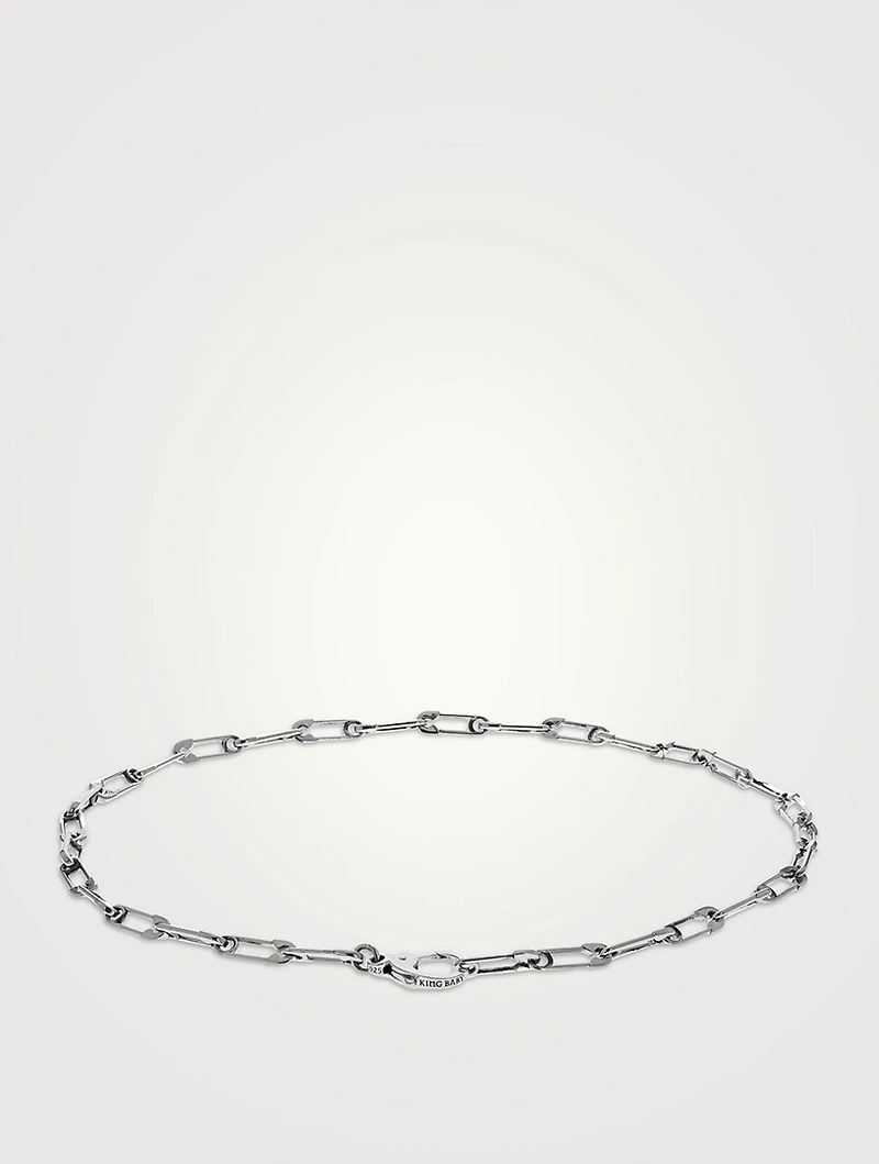 Silver Safety Pink Link Necklace