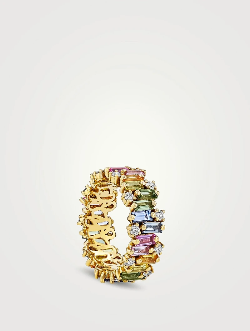 Audrey 18K Yellow Gold Diamond And Pastel Sapphire Eternity Ring