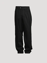 Cotton Straight-Leg Snap Pants