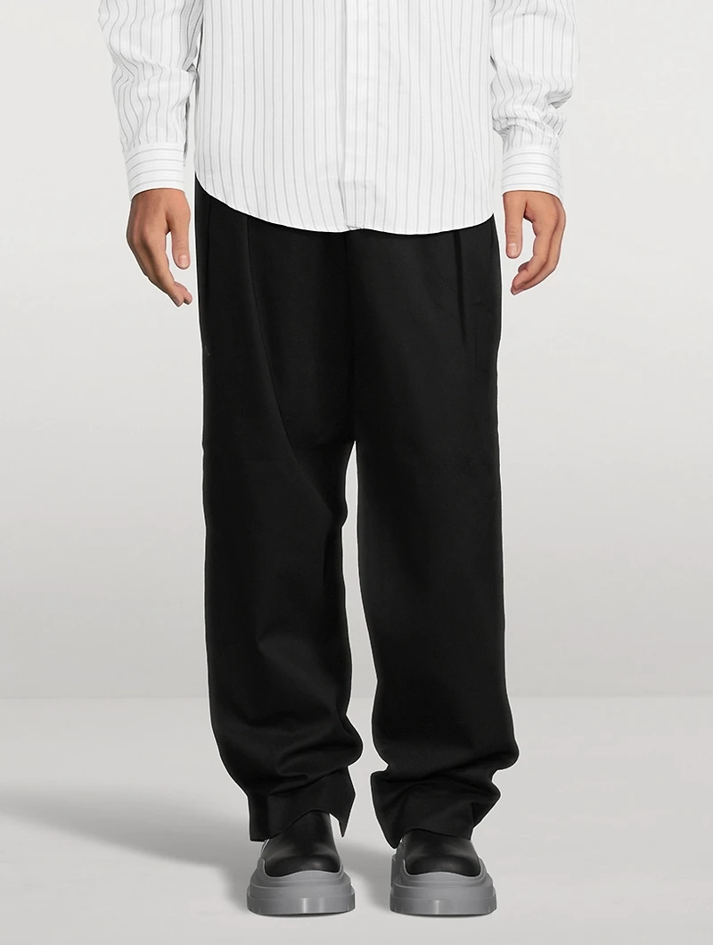 Cotton Straight-Leg Snap Pants
