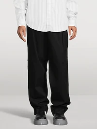 Cotton Straight-Leg Snap Pants