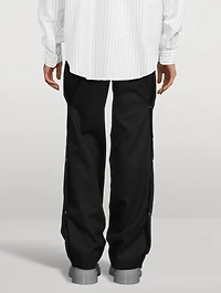 Cotton Straight-Leg Snap Pants
