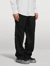 Cotton Straight-Leg Snap Pants
