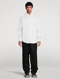 Cotton Straight-Leg Snap Pants