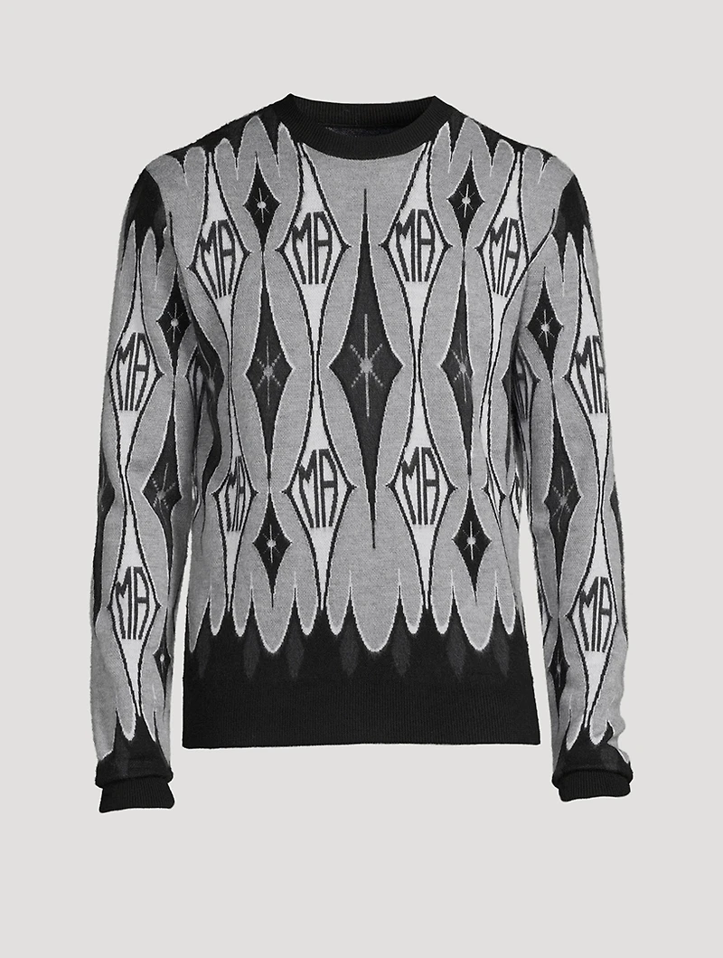 Wool Argyle Jacquard Sweater