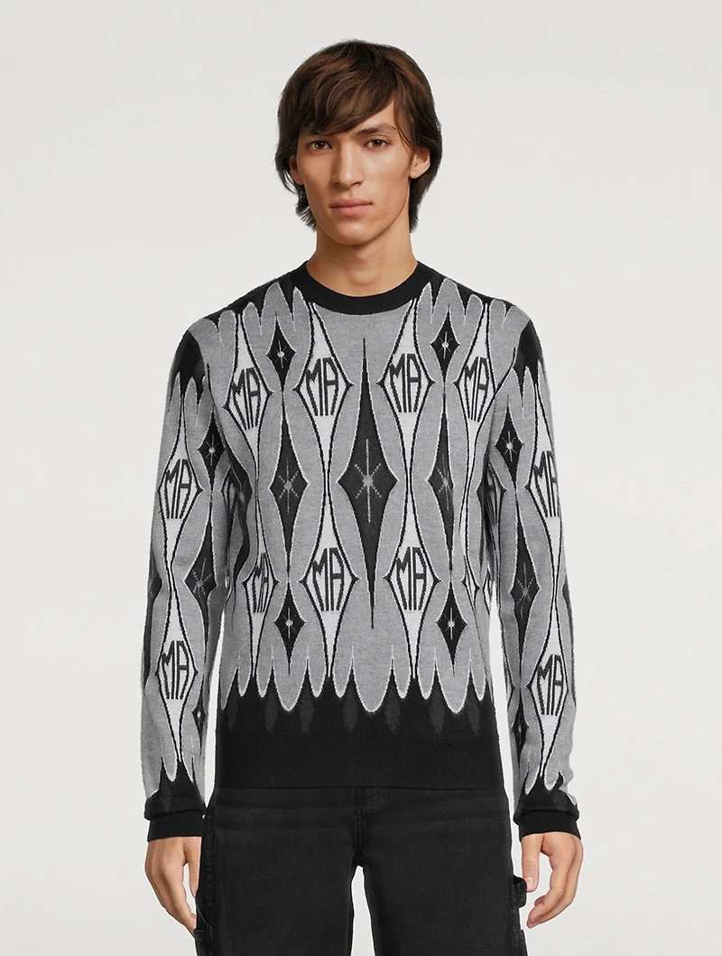 Wool Argyle Jacquard Sweater