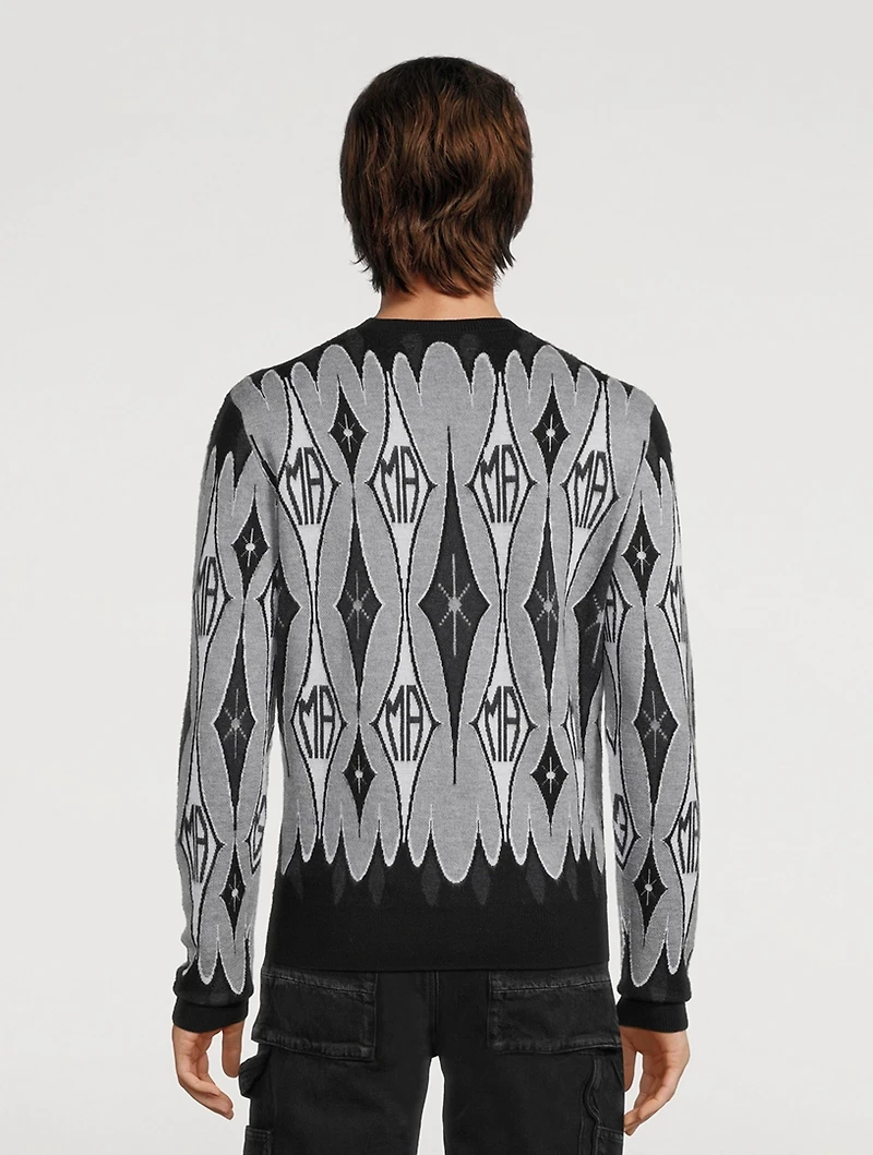 Wool Argyle Jacquard Sweater