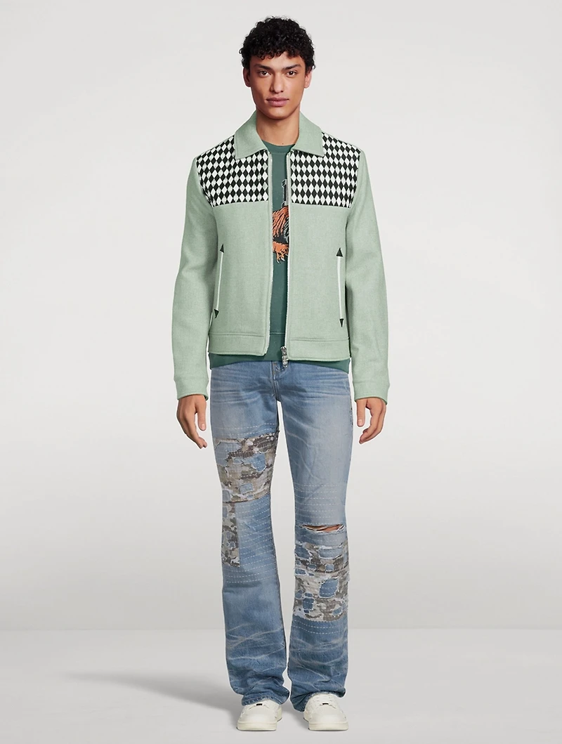 Wool-Blend Jacket With Diamond Embroidery