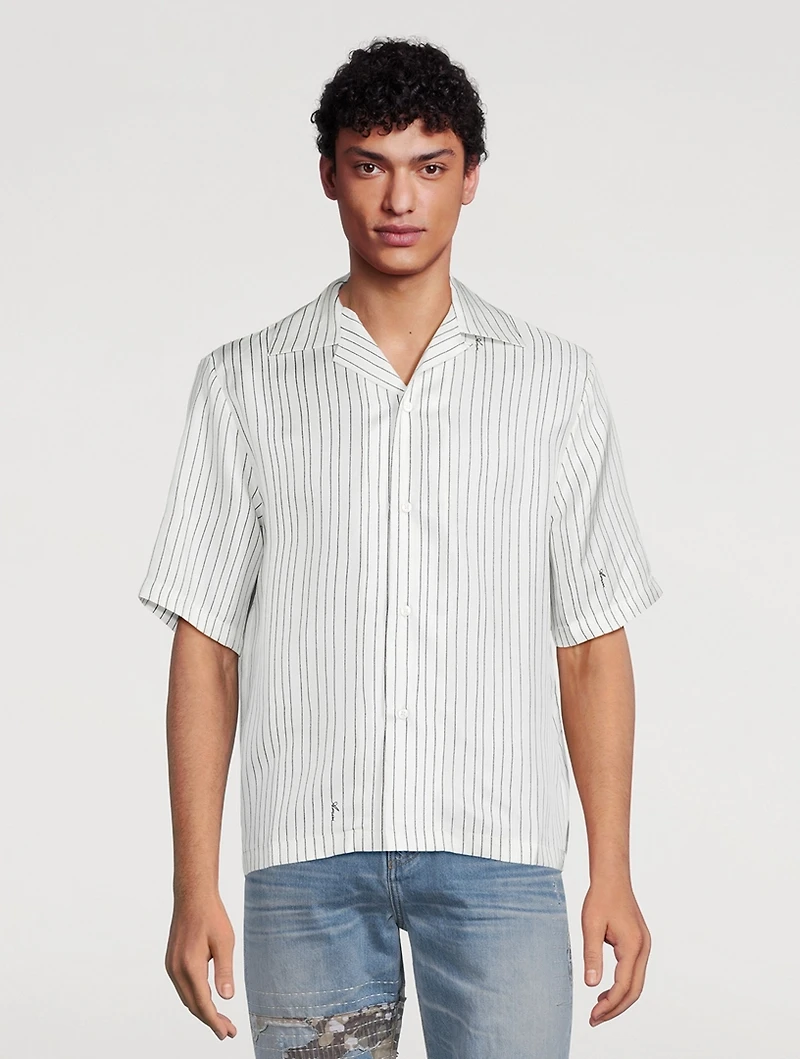 Silk Script Short-Sleeve Shirt