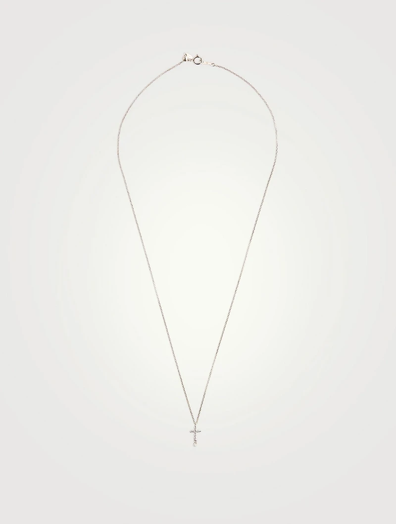 18K White Gold Cross Necklace With Diamonds