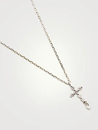 18K White Gold Cross Necklace With Diamonds